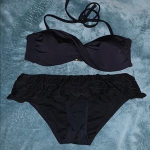 Detachable Strap Black Bikini
